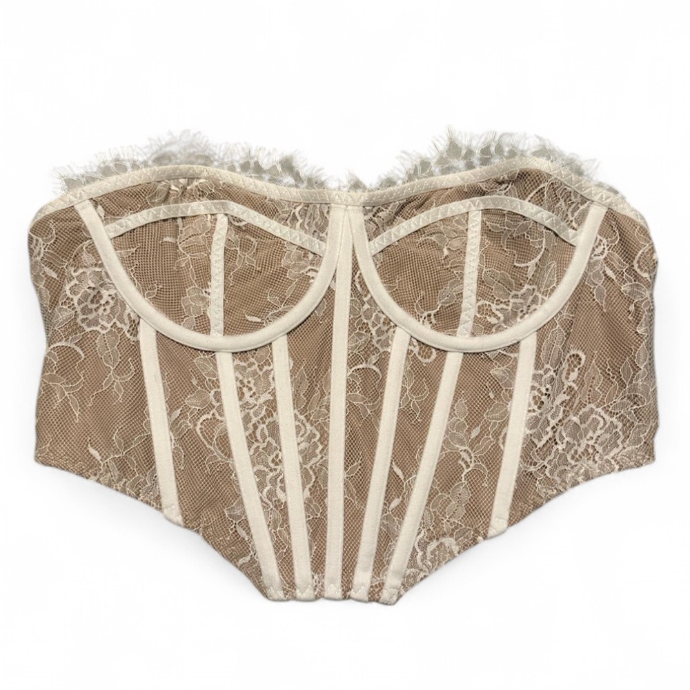 SHEIN Tan Crop Top with Corset Design